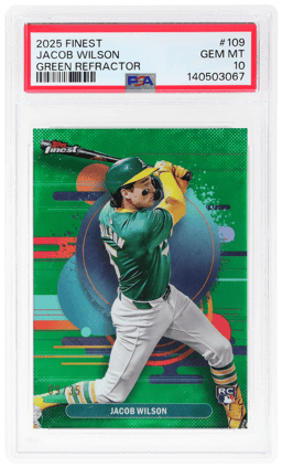 2025 Finest Green Refractor Jacob Wilson #109 9/35 PSA 10