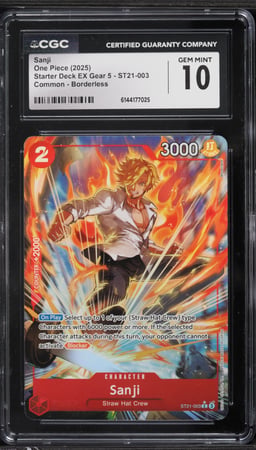2025 One Piece Starter Deck EX Gear 5 Borderless Alt Art Sanji #ST21-003 CGC 10 GEM MINT