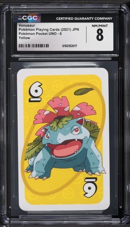 2021 Pokemon Japanese Playing Cards Pocket UNO Yellow Venusaur #6 CGC 8 NM-MT
