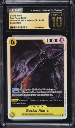 2026 One Piece The Azure Sea's Seven SR Gecko Moria #OP14-104 CGC 10 PRISTINE