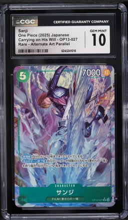 2025 One Piece Japanese Carrying On His Will Alt Art Sanji #OP13-027 CGC 10 GEM MINT