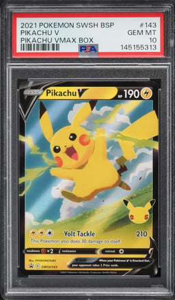 2021 Pokemon Sword & Shield Promo Pikachu VMAX Box Holo Pikachu V #143 PSA 10 GEM MINT