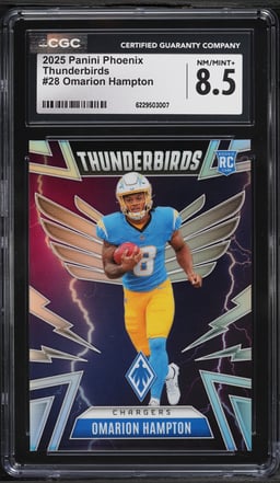 2025 Panini Phoenix Thunderbirds Omarion Hampton ROOKIE #28 CGC 8.5 NM-MT+