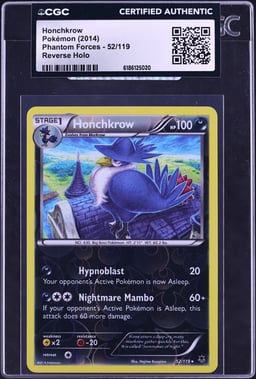 2014 Pokemon Phantom Forces Reverse Holo Honchkrow #52 CGC AUTH