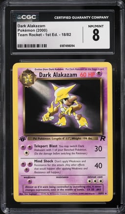 2000 Pokemon Team Rocket 1st Edition Dark Alakazam #18 CGC 8 NM-MT