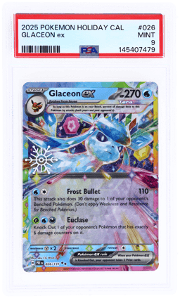 2025 Pokemon Scarlet and Violet Prismatic Evolutions Holiday Calendar Glaceon Ex #026 PSA 9