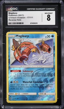 2017 Pokemon Crimson Invasion Reverse Holo Magikarp #17 CGC 8 NM-MT