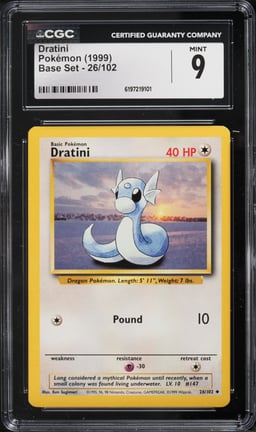 1999 Pokemon Base Set Dratini #26 CGC 9 MINT