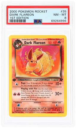 2000 Pokemon Team Rocket 1st Edition Dark Flareon #35 PSA 8