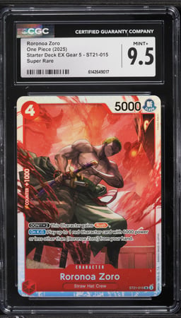 2025 One Piece Starter Deck EX Gear 5 SR Roronoa Zoro #ST21-015 CGC 9.5 MINT+
