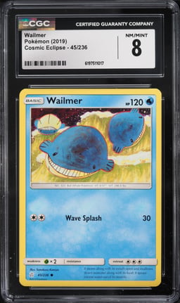 2019 Pokemon Sun & Moon Cosmic Eclipse Wailmer #45 CGC 8 NM-MT