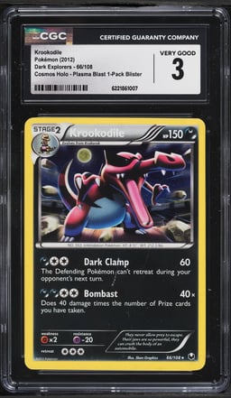 2012 Pokemon Black & White Dark Explorers Cosmos Holo Plasma Blast Krookodile #66 CGC 3 VG
