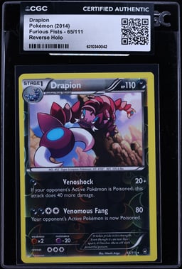 2014 Pokemon Furious Fists Reverse Holo Drapion #65 CGC AUTH