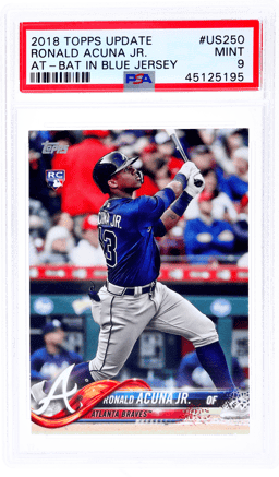 2018 Topps Update At Bat In Blue Jersey Ronald Acuna Jr. #US250 PSA 9