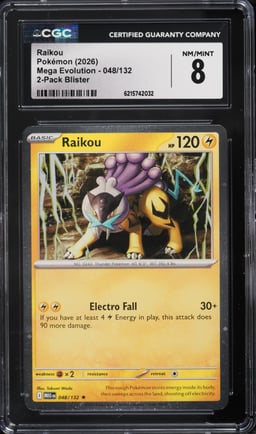 2026 Pokemon Mega Evolution Black Star Promo Raikou #48 CGC 8 NM-MT