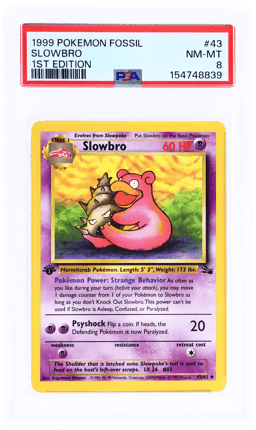 1999 Pokemon Fossil 1st Edition Slowbro #43 PSA 8