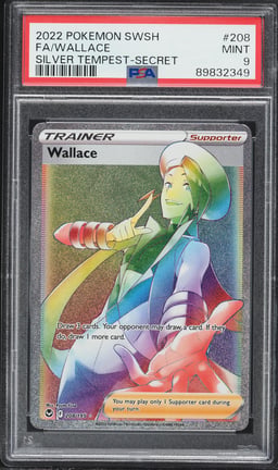 2022 Pokemon Sword & Shield Silver Tempest Rainbow Rare Wallace #208 PSA 9 MINT