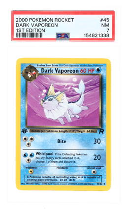 2000 Pokemon Team Rocket 1st Edition Dark Vaporeon #45 PSA 7