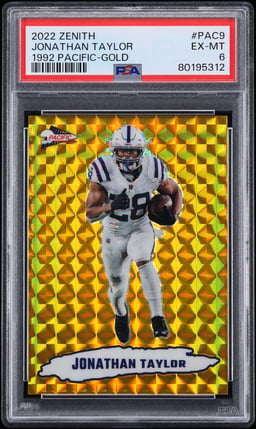 2022 Panini Zenith '92 Pacific Gold Prizm Jonathan Taylor /10 #PAC-9 PSA 6 EXMT