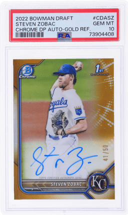 2022 Bowman Draft Chrome Autograph Gold Refractor Steven Zobac #CDASZ 41/50 PSA 10