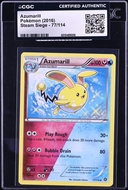 2016 Pokemon XY Steam Siege Azumarill #77 CGC AUTH
