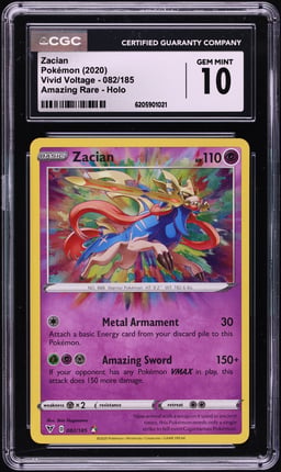 2020 Pokemon Sword & Shield Vivid Voltage Amazing Rare Zacian #82 CGC 10 GEM MINT