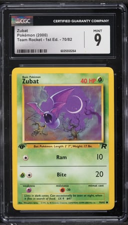 2000 Pokemon Team Rocket 1st Edition Zubat #70 CGC 9 MINT