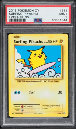 2016 Pokemon XY Evolutions Surfing Pikachu #111 PSA 9 MINT