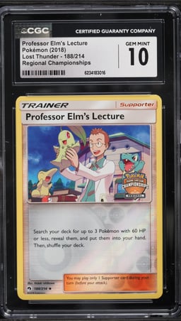 2018 Pokemon SM Lost Thunder Regional Championships Professor Elm's Lecture #188 CGC 10 GEM