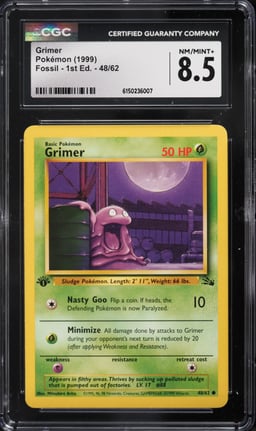 1999 Pokemon Fossil 1st Edition Grimer #48 CGC 8.5 NM-MT+