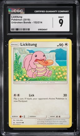 2019 Pokemon Sun & Moon Unbroken Bonds Lickitung #152 CGC 9 MINT