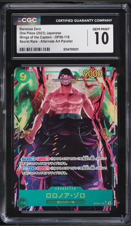 2023 One Piece Japanese Wings Of The Captain SEC Alt Art Roronoa Zoro #OP06-118 CGC 10 GEM MINT
