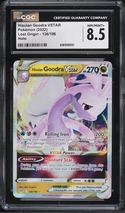 2022 Pokemon Sword & Shield Lost Origin Holo Hisuian Goodra VSTAR #136 CGC 8.5 NM-MT+