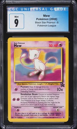 2000 Pokemon League Black Star Promo Mew #8 CGC 9 MINT