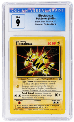 1999 Pokemon Wizards of the Coast Black Star Promo Mewtwo Strikes Back Electabuzz #2 CGC 9