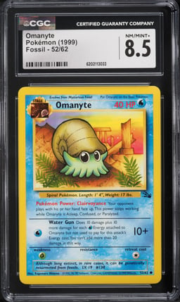 1999 Pokemon Fossil Omanyte #52 CGC 8.5 NM-MT+
