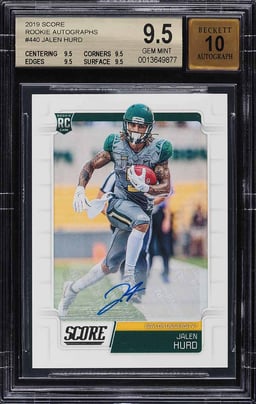 2019 Score Football Jalen Hurd ROOKIE AUTO #440 BGS 9.5 GEM MINT