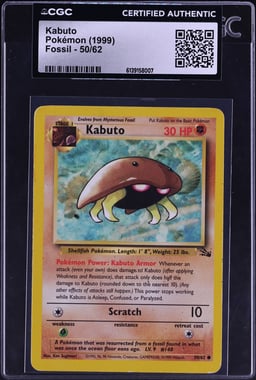 1999 Pokemon Fossil Kabuto #50 CGC AUTH