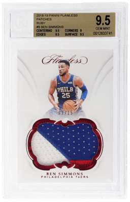 2018 Panini Flawless Patch Ruby Ben Simmons #9 9/15 BGS 9.5
