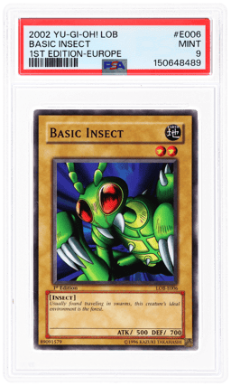 2002 Yu-Gi-Oh Legend of Blue Eyes White Dragon 1st Edition European English Basic Insect #LOBE006 PSA 9