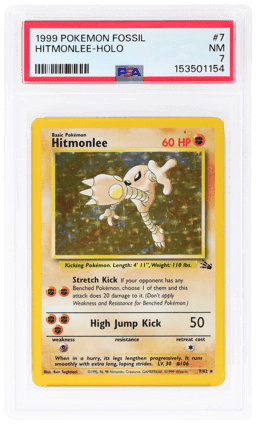 1999 Pokemon Fossil Holo Hitmonlee #7 PSA 7