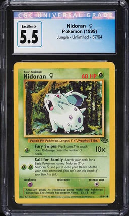 1999 Pokemon Jungle Nidoran #57 CGC 5.5 EX+