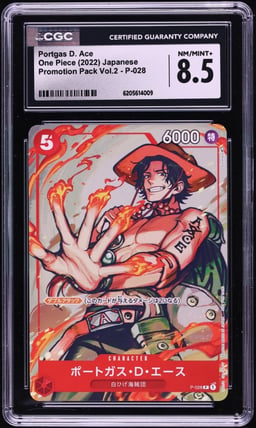 2022 One Piece Japanese Promo Pack Vol. 2 Portgas D. Ace #P-028 CGC 8.5 NM-MT+