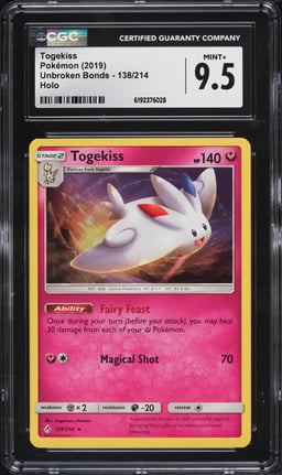 2019 Pokemon Sun & Moon Unbroken Bonds Holo Togekiss #138 CGC 9.5 MINT+