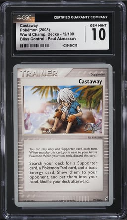2008 Pokemon World Champ Decks Bliss Control Paul Atanassov Castaway #72 CGC 10