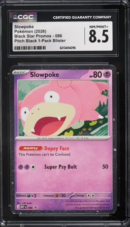 2026 Pokemon Mega Evolution Black Star Promo Pitch Black 1-Pack Blister Slowpoke #086 CGC 8.5