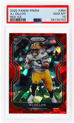 2020 Panini Prizm Red Ice Prizm A.J. Dillon #364 PSA 10