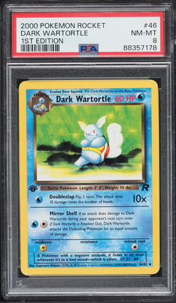 2000 Pokemon Team Rocket 1st Edition Dark Wartortle #46 PSA 8 NM-MT