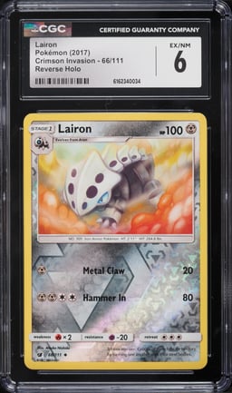 2017 Pokemon Sun & Moon Crimson Invasion Reverse Holo Lairon #66 CGC 6 EXMT