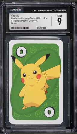 2021 Pokemon Japanese Playing Cards Pocket UNO Green Pikachu #0 CGC 9 MINT